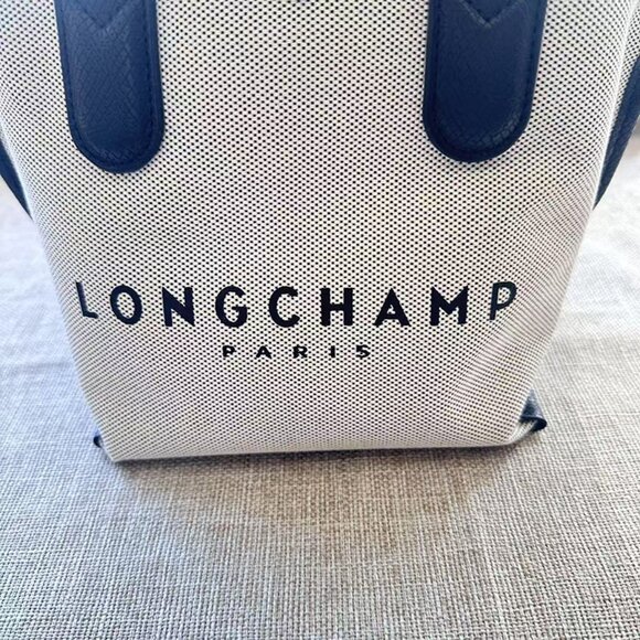 Longchamp Beige With Black Leather Handle Handbag - Picture 6 of 9